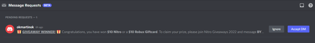 Example of Discord Scams